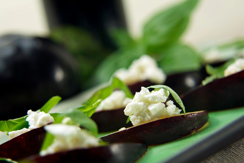 Goat cheese plum boats